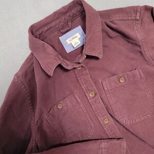 LL Bean Womens XS Pet Burgundy Cotton Flannel Button Up Shirt Maroon